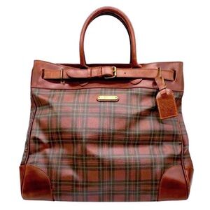 RALPH LAUREN Tartan Plaid Brown Green Doctors Bag Boston Weekend Travel Suitcase
